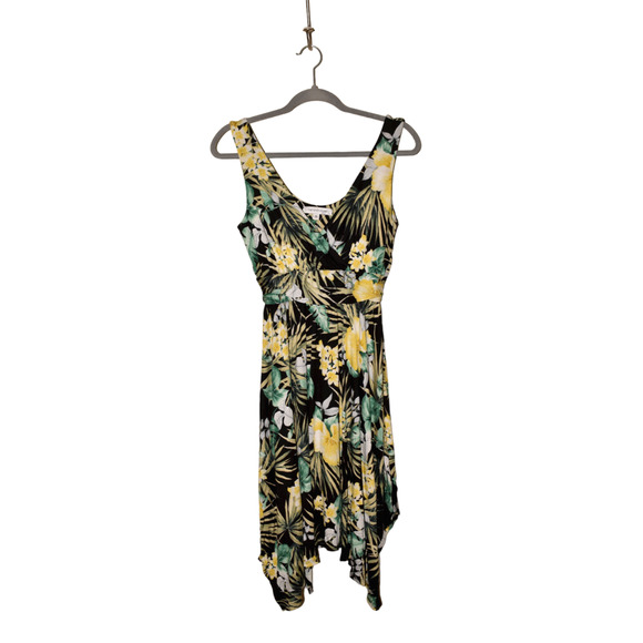THE VANITY ROOM NEW $49 Sleeveless V-Neck Asymmetric Hem Floral‎ Dress Small - Picture 1 of 3